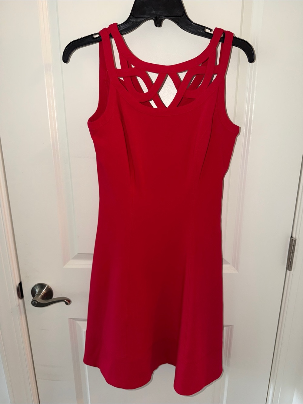 White House Black Market Red Sleeveless Mini Dress with Strappy Neckline